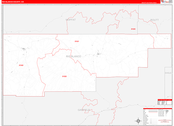 Rio Blanco County, CO Zip Code Map
